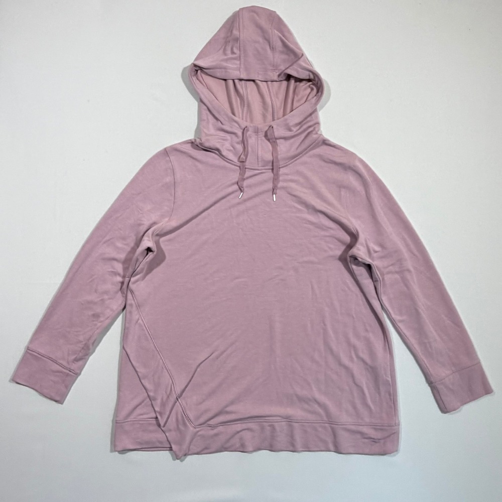 JJill Fit Womens L Mauve Pink Modal Blend Cowl Neck Hoodie Cozy Loungewear